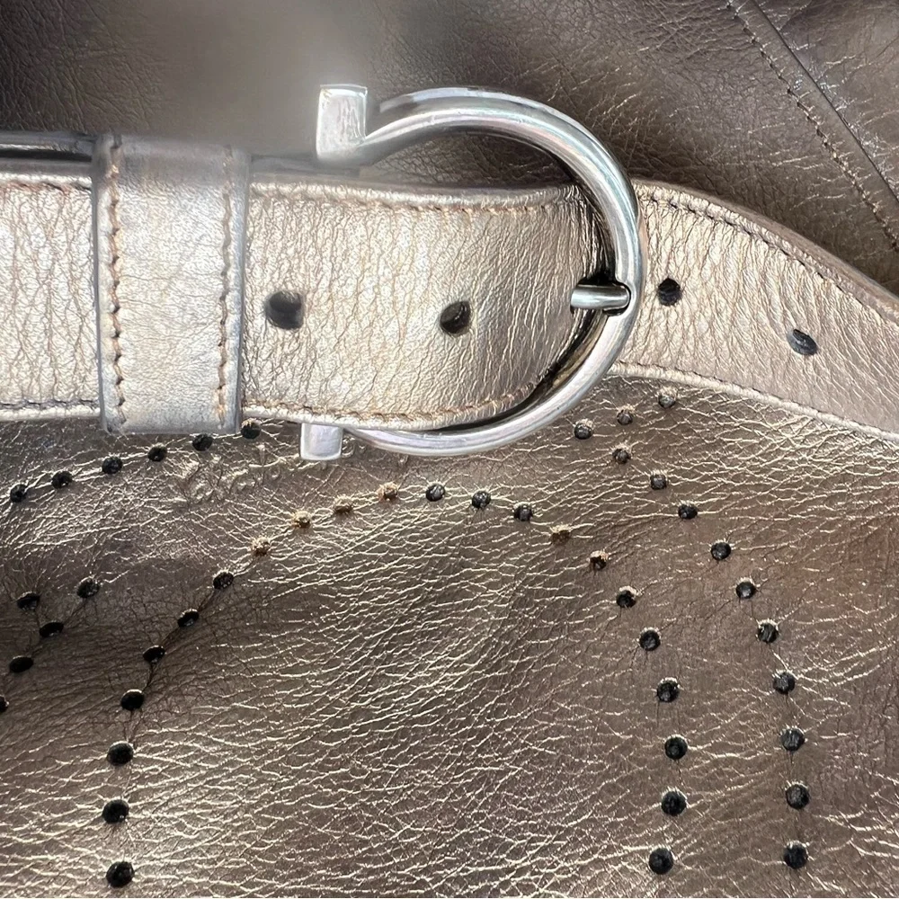 Ferragamo Bronze Gold Leather Shoulder Bag